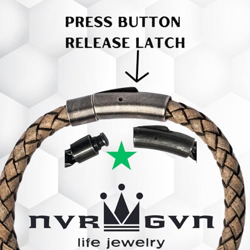 Braided Leather Bracelet for Men - Vintage Style Leather Bracelet with 316L Stainless Steel Push Button Clasp, Distressed Leather Wrist Bracelet, Mens Jewelry - The Unbroken Collection3