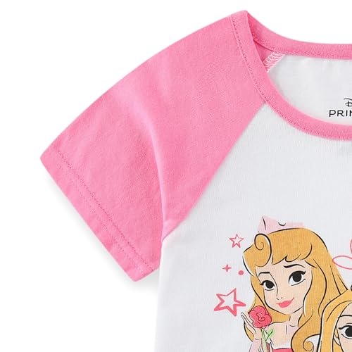 Image of Disney Princess Frozen Minnie Mouse Girls Short Sleeve T-Shirt and French Terry Shorts Set for Toddlers to Big Kids