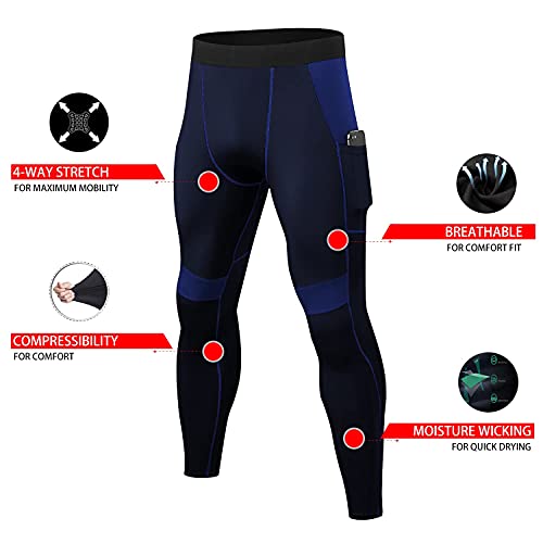 Pantalon de compression homme avec poches collant de course à pied sport - 4