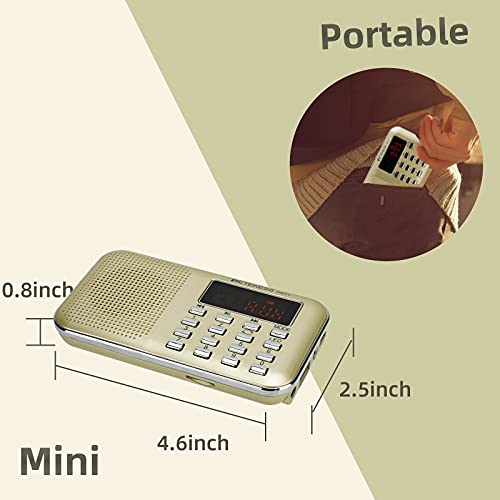 Retekess Pr11 Am Fm Radio Portable, Rechargeable Transistor Radios Small, With Headphone Jack Mp3 Music Player Speaker Support Micro Sd Card For Outdoor (Gold) #TOP7