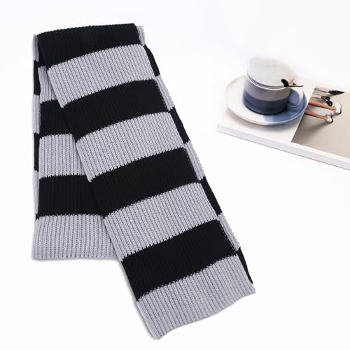 MULNRO Black and Grey Striped Scarf for Men | Thick, Gru Scarf,Halloween Gifts,Men Accessories Fashion - image 6