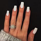 KQueenest Matte White Press on Nails - Short Medium Square Coffin Acrylic Nails Set, 24 Pcs