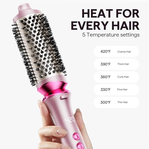 Image of Wavytalk Heatwave Pro Ionic Thermal Brush Set, 3-Size Heated Round Brush for Short to Long Hair, Bilateral Negative Ions for Frizz-Free Shiny Blowout, Pink