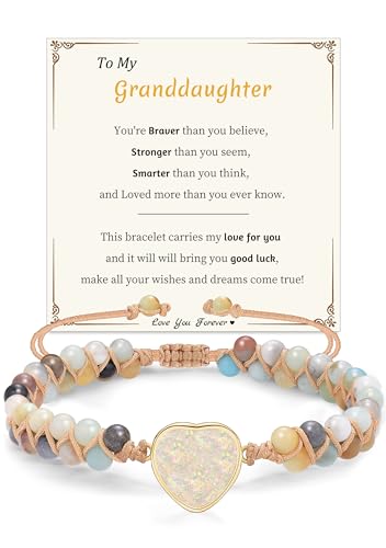 Image of Gifts for Daughter Granddaughter, To My Mom Grandma Wife Girlfriend Sister Jasper Heart Bracelets Birthday Graduation Anniversary Christmas Stocking Stuffers Valentines Mothers Day Jewelry