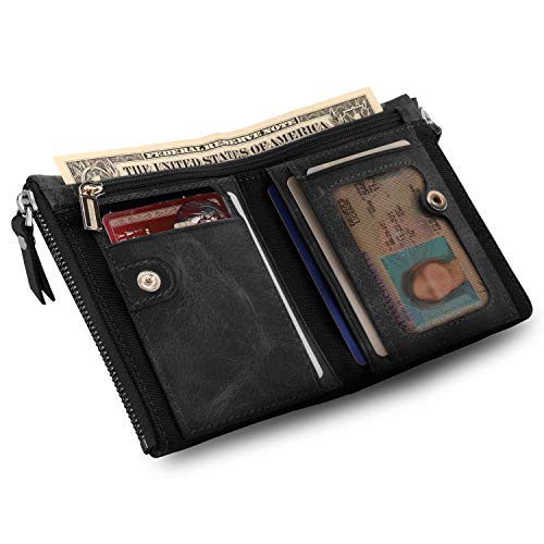 Genuine Leather Multipurpose Bifold Wallet - RFID Blocking - Unisex