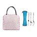 Bolsa de almuerzo y 3 piezas de cubiertos de acero inoxidable (cuchillo, tenedor, cuchara) con bolsa de almacenamiento, bolsa de almuerzo aislada