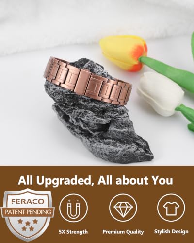 Image of Feraco Copper Magnetic Bracelets for Men,Pure Copper Jewelry Gift