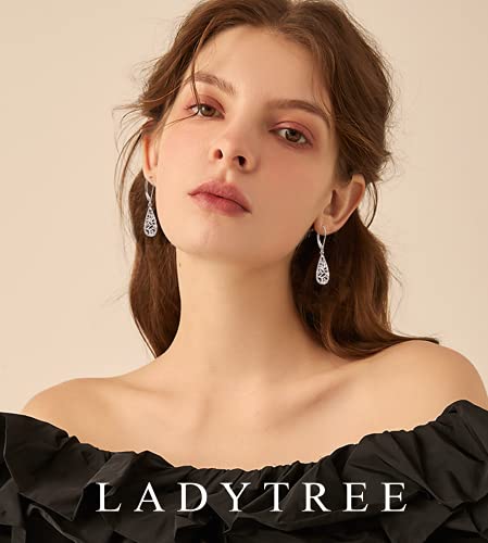 Teardrop Filigree Dangle Drop Leverback Earrings Sterling Silver Jewelry Gifts For Women #TOP1