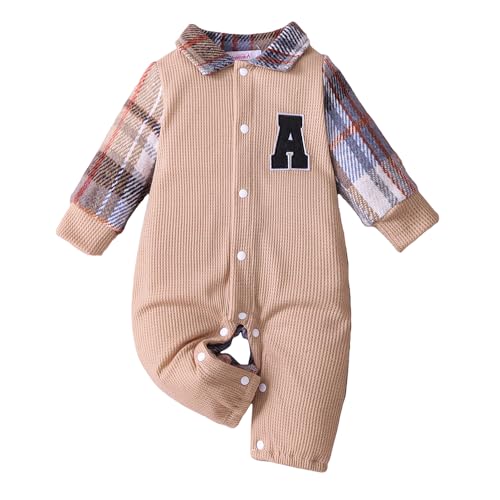 Image of Hopscotch Boys Full Sleeves Apricot Varsity Charm Plaid Bodysuit