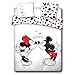 Mickey et Minnie Bisous Love - Parure de Lit Double - Housse de Couette 220 x 240 cm Coton