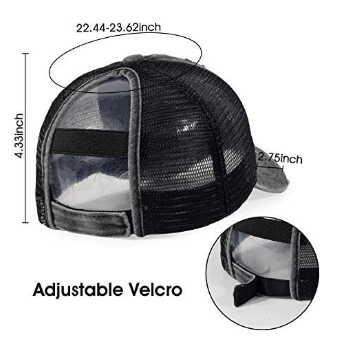 Image of HH HOFNEN Ponytail Hat for Women Washed Distressed Baseball Cap Ponycaps