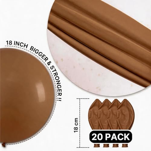 Image of PartyWoo Brown Balloons 20pcs 18 Inch Boho Neutral Coffee Tan Fall Latex Helium Balloons for Wedding Baby Shower Gender Reveal Graduation Safari Woodland Birthday Fall Party Decorations Brown-F09