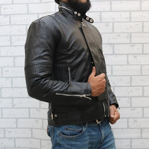 Electroma Daft-punk Jacket- Black Faux Leather Punk Biker Jacket For Men's4