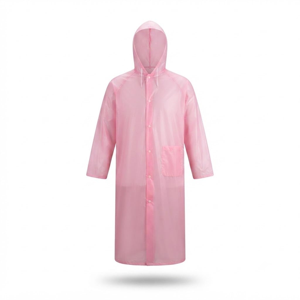 𝐄𝐯𝐞𝐫𝐲𝐝𝐚𝐲 𝐄𝐬𝐬𝐞𝐧𝐭𝐢𝐚𝐥𝐬 | 𝟏 𝐘𝐞𝐚𝐫 𝐖𝐚𝐫𝐫𝐚𝐧𝐭𝐲 | Transparent Waterproof Raincoat for Men & Women, Hooded PVC Rain Jacket with Pocket, Reusable Rain Wear for Travel-image-27