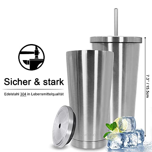 IROO Tazza con Cannuccia 600ml Acciaio