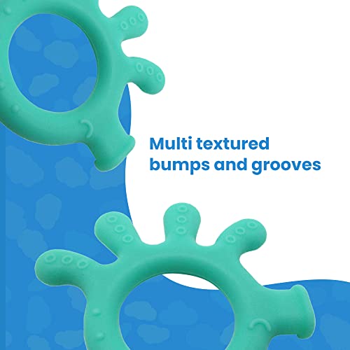 Image of Gadgetime USA Silicone Finger Teether Toy - Handheld Teething Relief for Girls & Boys - Chew Toy - Stimulating & Soft Soothing Chew Toys - BPA Free - Green