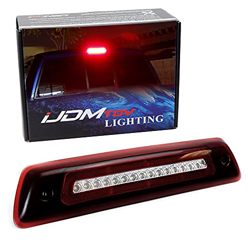 Ijdmtoy Red Lens Led High Mount Tail Light Assembly Compatible With 2009-14 Ford F150, W/ Red Halo Ring Brake & White Led Light Bar Cargo Light #TOP19