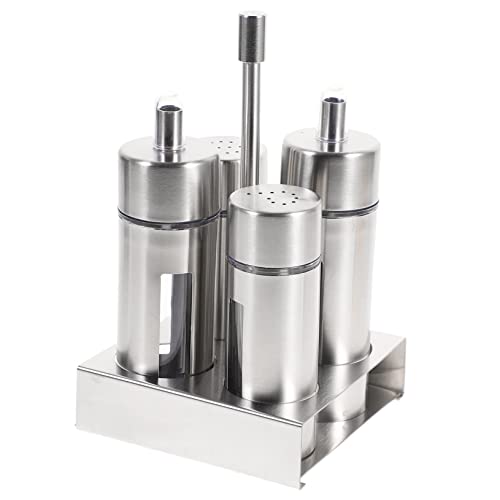 Healifty Set De Sal y Pimienta Contenedores De Especias Tarros Para Condimentos y Base Metálica Hogar