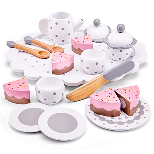New Classic Toys Juego de café/té con Pastel de Corte-Blanco (10621)