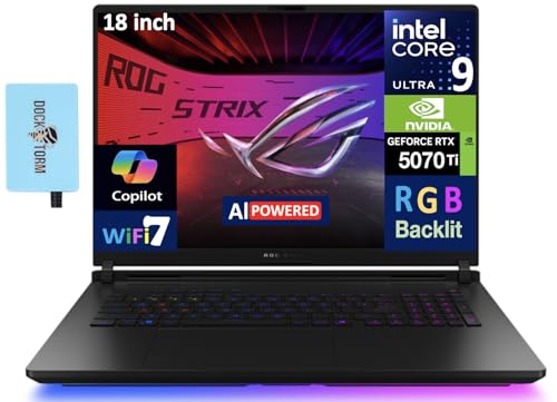 Image of ASUS ROG Strix Scar AI Gaming Laptop 18 inch 240Hz Mini LED WQXGA Display | (Intel Ultra 9-275HX, RTX 5070 Ti 12GB, 64GB DDR5, 8TB PCIe SSD, Per Key RGB KB, Win 11 Pro)w /DKZ USB Port Expander