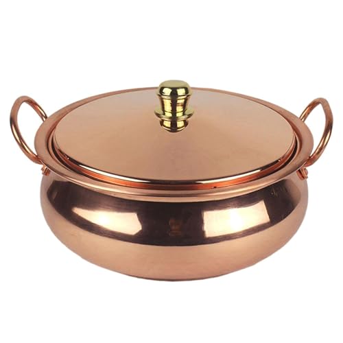 EdirFtra Pentola in Rame Puro da 2 Litri, pentole universali in Rame, Fatta a Mano, pentola Calda, spezzatino Domestico, Ristorante, 20 cm