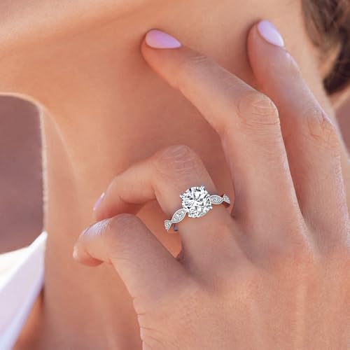 Blocaci 1-1/3 Carat(ctw) Moissanite Engagement Rings for Women Twisted Wedding Anniversary Rings 925 Sterling Silver 10K 14K 18K Gold with Text Engraving2