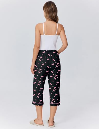 Image of Ekouaer Womens Pajamas Pants Capri Pj Bottoms with Pockets Sleep Pants | Comfy Drawstring Printed Soft Lounge Pants for Home, Daliy Wear