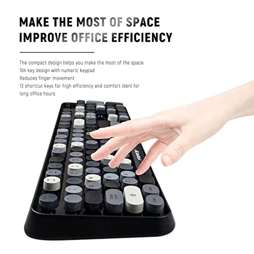 Image of FOPETT Wireless Keyboard and Mouse Combo, 104 Keys Full-Sized 2.4 GHz Round Keycap Colorful Keyboards, USB Receiver Plug and Play, for Windows, Mac, PC, Laptop, Desktop (Grey)