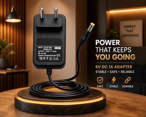 Image of Upix 6V 1A SMPS Power Adapter (with DC Pin), Power Supply AC Input 100-240 V for DTH Box, Set Top Box, CCTV Camera, Solar Light, Modem, LCD /LED Monitor, TV Tuner Card, Modem
