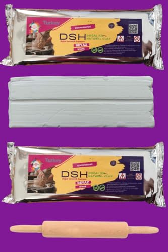 Seramik Hamuru 2 Kg Beyaz, Merdane, Doğal Kil Çamuru, Seramik Başlangıç Seti Beyaz