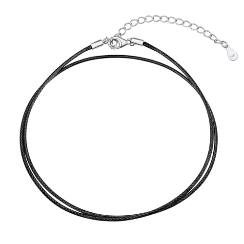 U7 leather necklace Cord for Women Men - 1MM Black Cord Necklace, Waterproof Leather Chain Necklace for Men wtih 925 Silver Clasp, 16 Inch by U7 - Used condition - US$15.17
