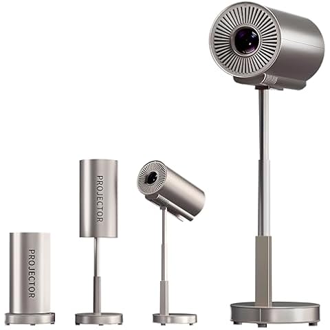 Unitedtime Mini Projector with WiFi and Bluetooth Support 1080p 4K Integrated 90°Adjustable Stand Height Adjustment Portable , Support HDMI, USB, PC, TV Box (Rose Gold) Cover