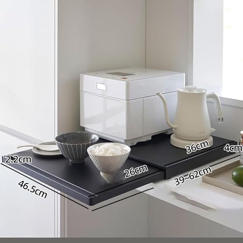 Carbon Steel Kitchen Countertop Pull-Out Organizer, Drawer Push-Pull Shelf for Microwave Oven, Space-Saving Bottom Rack, Kitchen Storage Solution