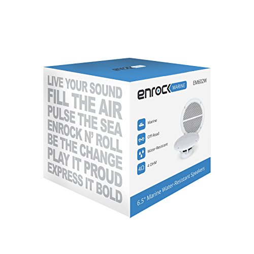 Image of Enrock EM602W 6.5 inch 90 Watt Peak 2-Way Marine Full Range Speakers (White, 3 Pair)