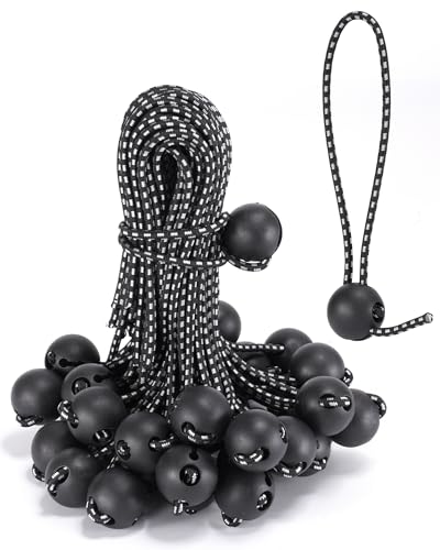 Image of 18 Inch Adjustable Ball Bungee Cords, Easy to Adjust from 1 inch to 18 inch, 40 PCS Ball Tie Downs with UV-Resistance & Superior Elasticity, Great for Tarp, Tent, Pole, Cargo, Holding Wire and Hose, etc