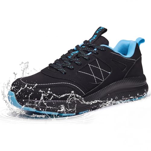 Mirekix - Mirekix Women's Wide Waterproof Steel Toe Shoes （blue-w38.5） BlackBlue - Best Deal on Amazon