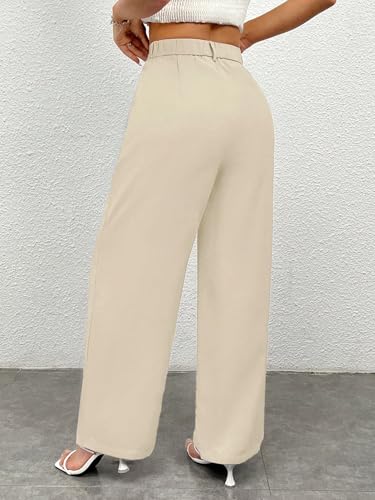 Image of Toochki Trousers for Woman Pants Women's Formal Office Korean | Beige Black Track Pant | Straight | Cotton Spandex Stretchable Trouser | High-Waisted Bottom Wear