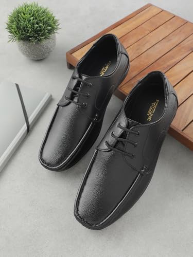 Image of Liberty Fortune HML-5E Men's Formal Derby Shoes - Black, Brown - Synthetic Leather Lace-Up with Cushioned Footbed - Stylish Office Footwear - Comfortable and Lightweight
