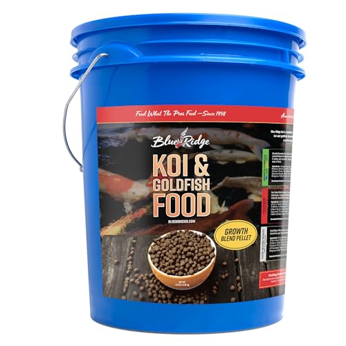 Blue-Ridge-Koi-Fish-Food-14lb-Koi-Food-316-Large-and-Mini-Blend-Growth-Formula-Goldfish-Food-Premium-Fish-Food-for-Ponds-Ponds-Fish-Food-Floating-Pond-Pellets Blue Ridge Koi Fish Food 14lb - Koi Food 3/16” Large and Mini Blend Growth Formula, Goldfish Food, Premium Fish Food for Ponds, Ponds Fish Food, Floating Pond Pellets - Image 1