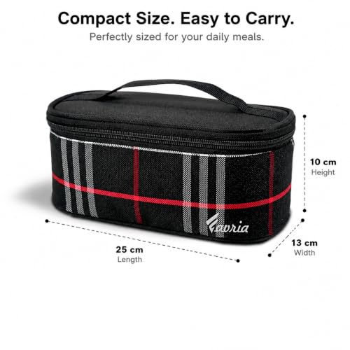 Image of Favria Insulated Lunch Bag for Office Use, College & School | Men Women Lunch Box Carry Bag | Kids Tiffin Bags | Holds 3 Containers | Cutlery Pocket (Flat Black Lunch Bag)