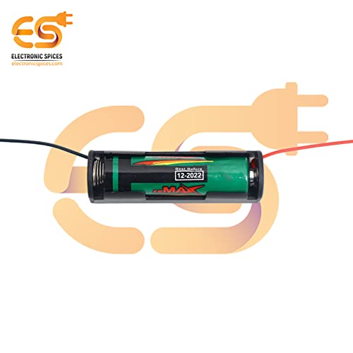 Image of Electronic Spices AA 1 Cell Battery Holder Hard Plastic Case With Wire Pack of 1 (1 X 1.5v = 1.5volt)