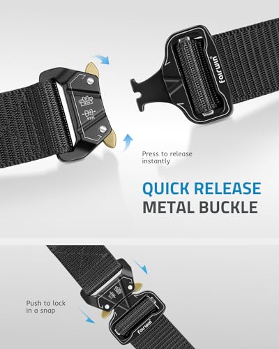 Image of FAIRWIN Tactical Belt, Military Style Webbing Riggers Web Gun Belt with Heavy-Duty Quick-Release Metal Buckle