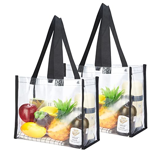 haoguagua 2-pack clear tote bag stadium approved 12x12x6 transparent see through clear tote bag for work concerts