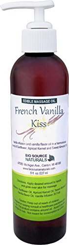 French Vanilla Kiss Edible (Lickable, Kissable) Massage Oil 8 Fl. Oz. Pump With All Natural Plant Oils #TOP1