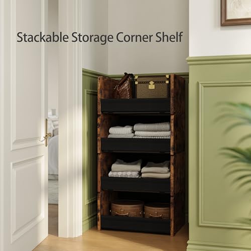 FOUCSSOMEI 2-Tier Stackable Closet Organizer and Storage Stackable Shelves – Heavy-Duty Darwers Wood & Metal, Easy Assembly, Space-Saving Vertical Storage for Bedroom, Closet, Patent Design - Image 4