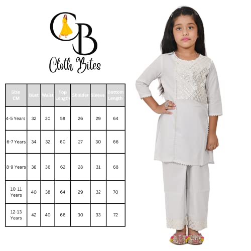 Image of Rayon Kurta Pant Set for Girl Child, Gota Work Kurti with 3 /4 Selvess, Round Neck Traditonal Dress,Ethnic Wear Kurti for Kids