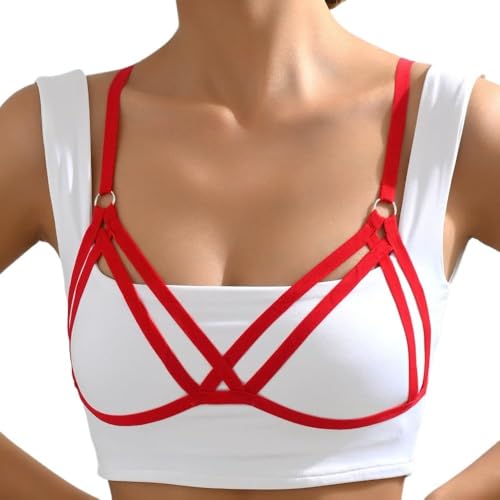 Sekexi Women Sexy Elastic Harness Lingerie Hollow Out Cupless Cage Bra Halloween