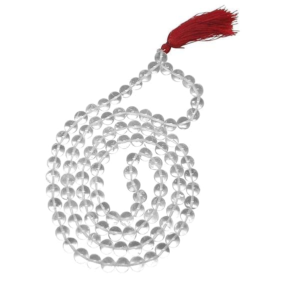 Image of Arihant Gems and Jewels 108+1 Beads Sphatik Jaap Mala for Pooja | Natural & Certified | Astrological Gemstone | Positive Effect | Unisex Both for Men & Women