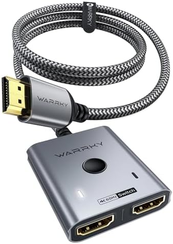HDMI Switch 2 in 1 Out 4K@60Hz, WARRKY[with 3.3ft Fixed Braided HDMI Cable, Aluminum Case, 2K@144Hz, HDCP 2.2] Bidirectional 2x1 Switcher Splitter Compatible for PS5/4, Xbox, Roku, FireStick, Switch - View 3