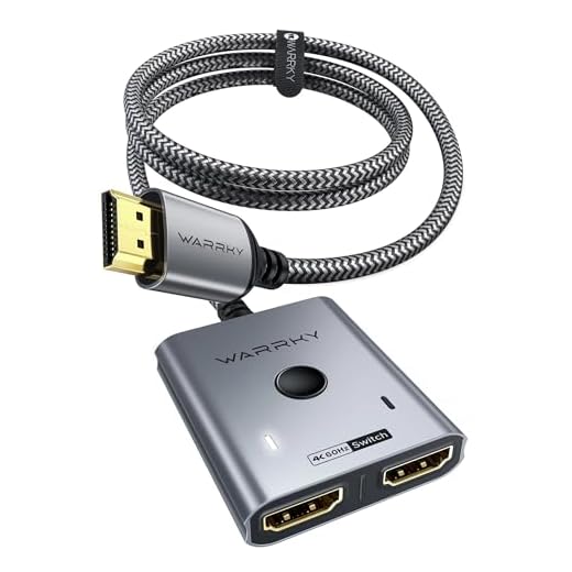 HDMI Switch 2 in 1 Out 4K@60Hz, WARRKY[with 3.3ft Fixed Braided HDMI Cable, Aluminum Case, 2K@144Hz, HDCP 2.2] Bidirectional 2x1 Switcher Splitter Compatible for PS5/4, Xbox, Roku, FireStick, Switch